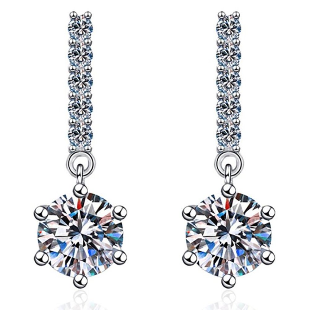2-Carat Earrings GRA Lab Certified D/VVS1 Moissanite Diamonds Sterling Silver